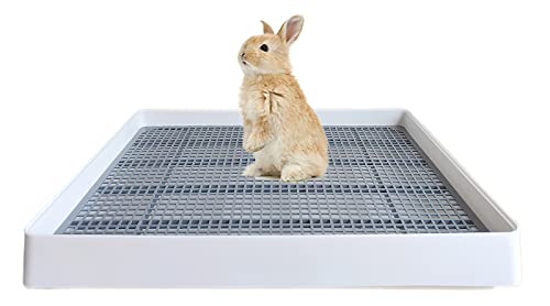 PODOO Rabbit Large Litter Box, Guinea Pig Training Pan Cage with Toilet Tray, Ideal for Rats, Hamsters, Ferret, Bunny Small and Medium Animals, 22x18x3 Inches (Large)