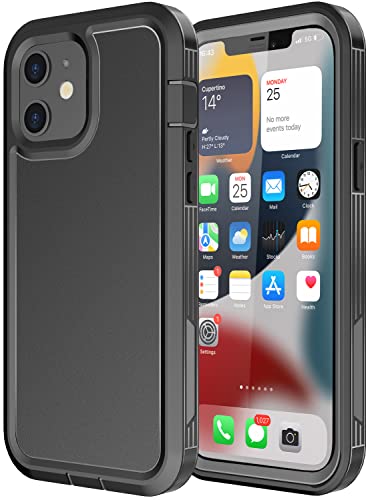 Diverbox for iPhone 12 Case/iPhone 12 Pro Case, [Shockproof] [Dropproof] [Dust-Proof] Built-in Screen Protector Protective Phone Case Cover for Apple iPhone 12/12 Pro (6.1 inch) Black