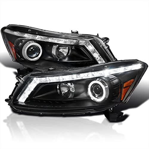 SPEC-D TUNING Black Halo Projector LED Turn Signal Headlights Lamps Compatible with 2008-2012 Honda Accord 4Door Sedan Left + Right Pair Headlamps Assembly