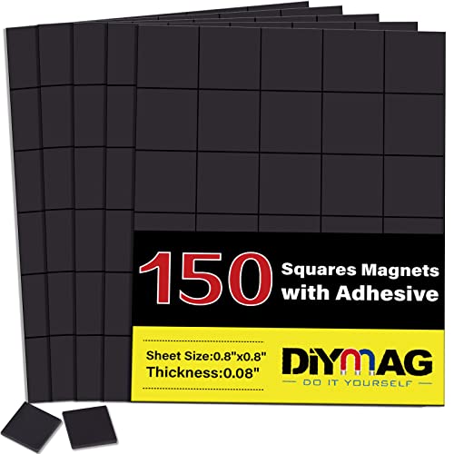 DIYMAG Adhesive Magnetic Squares,Flexible Sticky Magnetic TapeEach 20x20x2mmMagnetic on one Side and Adhesive on The OtherFlexible Magnet Sheets with Adhesive for Crafts, Photos and Die Storage