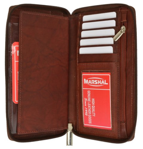 Marshal Genuine Leather Checkbook Cover Zippered (Burgundy)