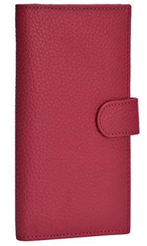 Oak Leathers Leather Checkbook Cover RFID Wallets For Women Duplicate Check Card Pen Holder (Raspberry)