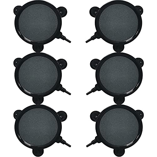 kathson 4.2-Inch Air Stone Disc Bubble Diffuser 6 PCS with Suction Cups Fish Tank Air Pump Round Dissolved Oxygen Airstone Decoration for Hydroponics Pond Aquarium Aquaponics