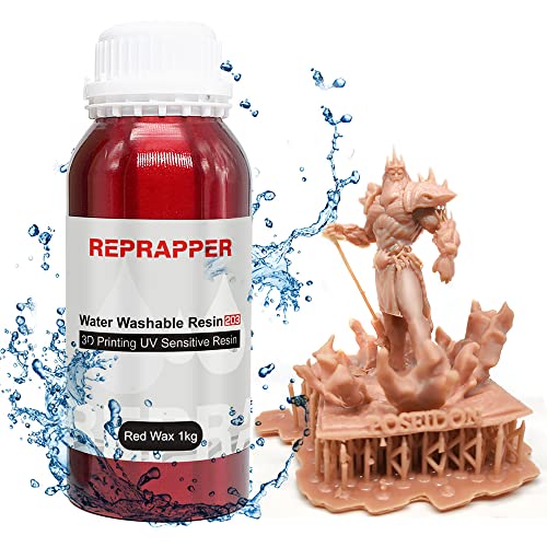 Reprapper 203 Water Washable 3D Printer Resin LCD UV-Curing Resin 405nm Standard Photopolymer Resin for LCD 3D Printing 1000g Red Wax