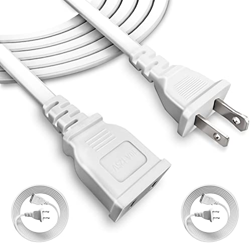 (2 Pack) White Extension Cord 15 Ft, EDSACE Flat Thin Power Extension Cord, US 2-Prong Male-Female, 16 Gauge Outlet Extension Cable for Office, Home and Kitchen-4.5 Meter