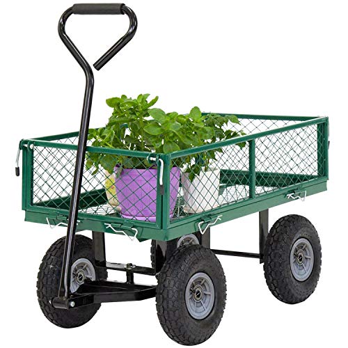 Garden Carts Yard Dump Wagon Cart Lawn Utility Cart Outdoor Steel Heavy Duty Beach Lawn Yard Landscape