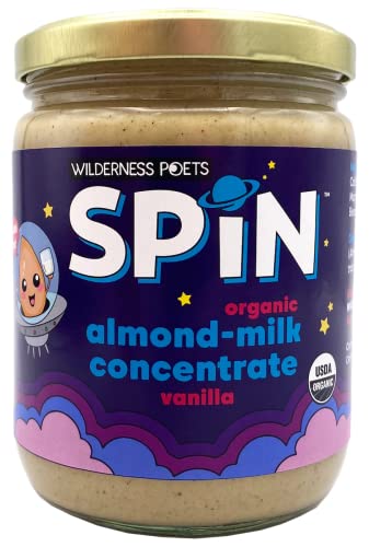 Wilderness Poets SPiN, Organic Almond Milk Concentrate (Vanilla) - 28 Servings - Make Almond Milk or Non-Dairy Creamer for Coffee, Tea, Lattes, Smoothies and Vegan Desserts (16 Ounce)