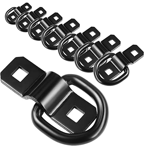 D-Ring Tie Downs Anchor 3/8" Heavy Duty 6000 Pound Steel Tie Down Ring Lashing Ring for Loads on Trailers Trucks RV Campers Vans ATV SUV Boats Motorcycles etc Vehicles with Mounting Bracket, Pack of 8