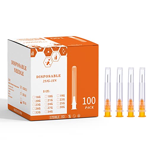 Disposable Luer Lock Needle 100Pack (25G-1IN)