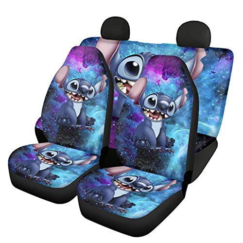 Cartoon Car Seat Covers Full Set - Universal Fit, Anime Automotive, Low Back, Split Bench Rear Seat, Washable Car Seat Cover for SUV, Sedan(Color: B)