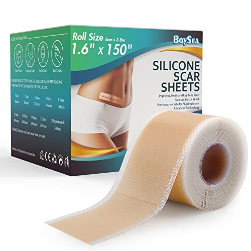 Professional Silicone Scar Sheets (Scar Tape - 150") Scars Treatment - Reusable Silicone Scar Strips Type for Keloid, C-Section, Surgery, Burn, Acne et