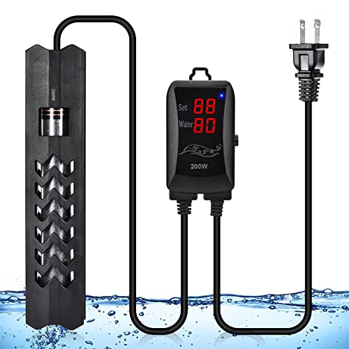 Woliver Aquarium Heater,200W 300W 500W 800W Fish Tank Heater - Fast Heating Submersible Aquarium Heater with Extra LED Temperature Controller Suitable for 26-211 Gallon Marine Saltwater and Freshwater