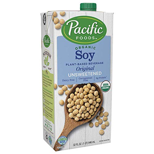 Pacific Foods Organic Soy Unsweetened Original Plant-Based Beverage, 32 oz (Pack of 12)