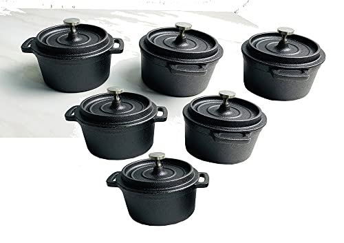 HAWOK Cast Iron Mini Dutch Oven with Lid Sauce pan Melting pot 270ml/9.13oz/1.08cup Black