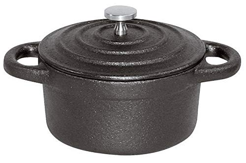 BelleVie Black Pre-seasoned Cast Iron Mini Dutch Oven, Dia 4" x H 2", 8 1/2 Oz."