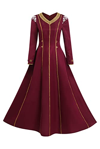 Chahouk Women's Adult Rhaenyra Targaryen Cosplay Costume Red Long Dress Dragon Warrior Costume Medieval Princess Outfit