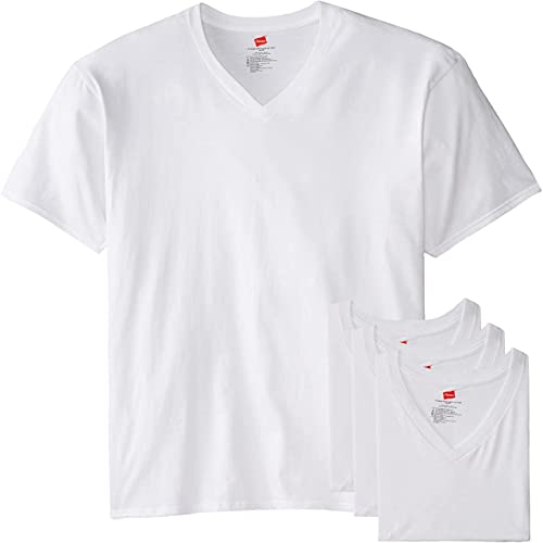 Hanes Men's Tall Man Cotton V-Neck Under T-Shirt, White 5-Pack, XX-Large Tall