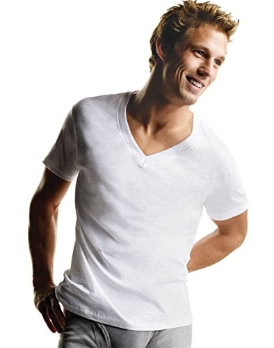 Hanes Ultimate Men's 6-Pack Classics V-Neck T-Shirt Value Pack, White, Medium