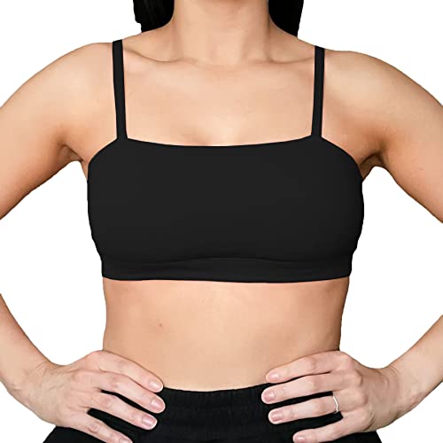 Aoxjox Women's Workout Bandeau Sports Bras Training Fitness Running Yoga Crop Tank Top (Black, Medium)