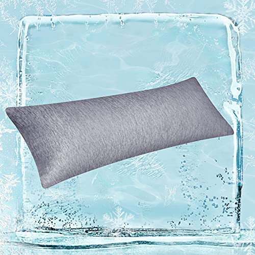 Fittia Ultra Cooling 20x 54 Body Pillow Pillowcases for Hot Sleepers, Body Cooling Zippered Pillowcases for Sleeping, Q-Max 0.45 Cooling Washable Body Pillow Cover with Zipper Closure, Grey