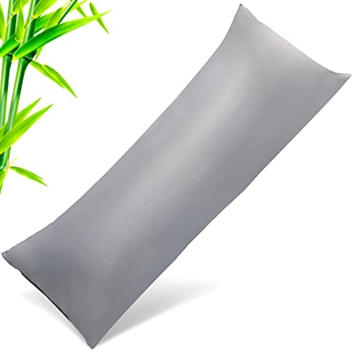 Bamboo Pillow Cases Body Size, Dark Grey Cooling Pillowcases with Zipper Closure, Cool & Breathable Pillow Case for Hot Sleepers and Night Sweats, 20" x54"
