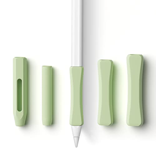 5 Pack Pencil Grips Compatible with Only Apple Pencil 2nd Generation Silicone Ergonomic Design Sleeve Holder(Mint Green)