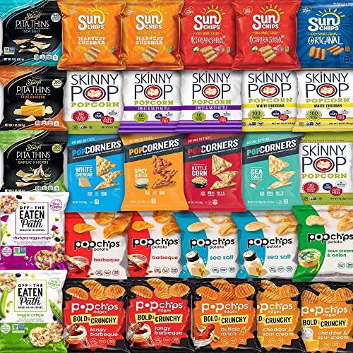 Healthy Snacks Variety Pack for Adults - 30 Pack - Bulk Assortment of Healthy Chips, Popcorn & Crisps by Bussin Boxes