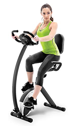 Marcy Foldable Recumbent Exercise Bike with High Backrest and Magnetic Resistance NS-653, Black White, One Size