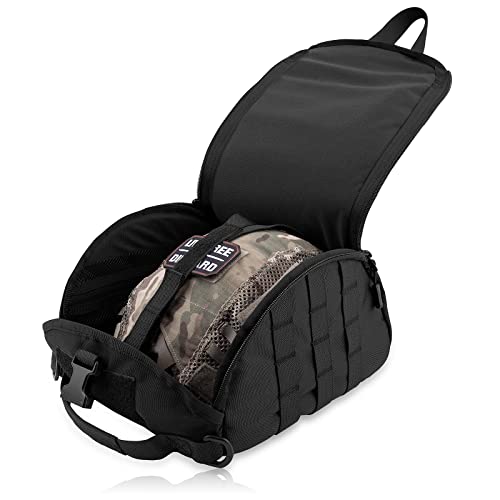 Tactical Helmet Bag Pack,Multi-Purpose Molle Storage Military Carrying Pouch for Sports Hunting Shooting Combat Helmets.  (Black)