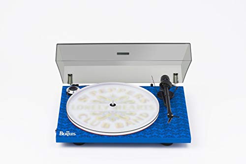 Pro-Ject Essential III Beatles Turntable - Sergeant Pepper, Special Edition Beatles Record Player, 8.6 Aluminium Tonearm & Pre-Mounted Ortofon OM10 Cartridge, Vinyl Player, Beatles Memorabilia - Blue