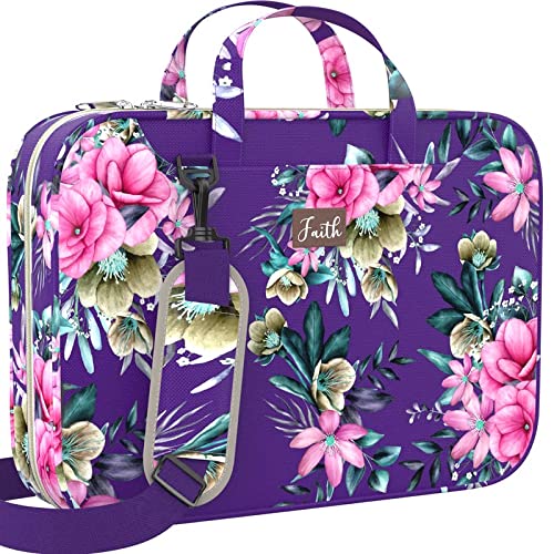 Bible Covers for Women Large Medium Size - XXL Floral Bible Case Bag Fits Books Up to 11 x 9.7 x 1.9 Inches - | Zippered Pocket | Pen Slots | Shoulder Strap | - Violet Christian Gift for Girl