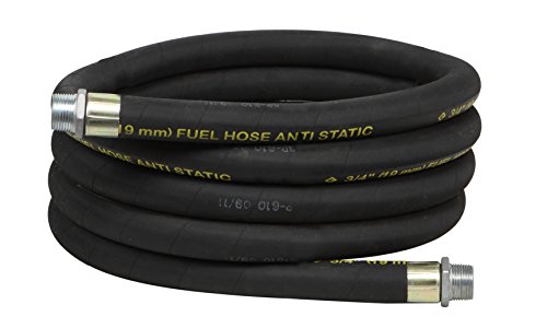 Groz 44089 20' Replacement Anti-Static Fuel Hose, 1" ID, with 1" NPT Male Connection