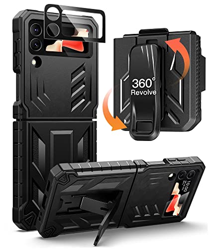 for Samsung Galaxy Z-Flip4 5G Case: Military Grade Protection Shockproof Cell Phone Case with Kickstand & Holster | Protective Drop Proof Rugged Cover for Galaxy Z Flip 4