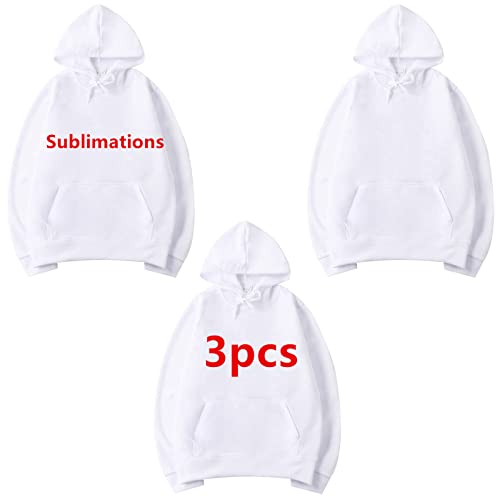 AiDiYGECO 3pcs Sublimation Hoodies Blank Men 100 Polyester Sublimation Hoodie For Sublimation (XL)
