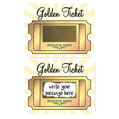 My Scratch Offs Golden Ticket DIY Make Your Own Scratch Off Tickets Small Business Prizes Promotion Party Favor 20 Pack 3x4 Note Cards & Stickers