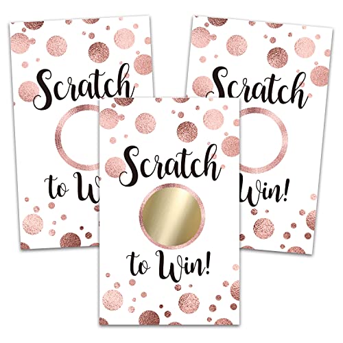 50 Blank Gift Certificate Scratch Off Cards, Clients or as Luxury Holiday Vouchers, DIY Coupon Cards for Birthday, Bridal Shower Activity, Raffle Ticket Drawing, Reveal to Win EventRose Gold 