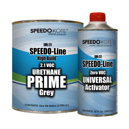 Speedokote SMR-221 - Automotive 2.1 Low VOC 2K Urethane Primer Gray Gallon Kit, Easy Sanding