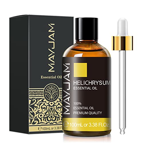 Helichrysum Essential Oil, MAYJAM Pure Essential Oils for Diffusers, 3.38FL.OZ/100ML Large Volume Helichrysum Oil with Premium Glass Dropper