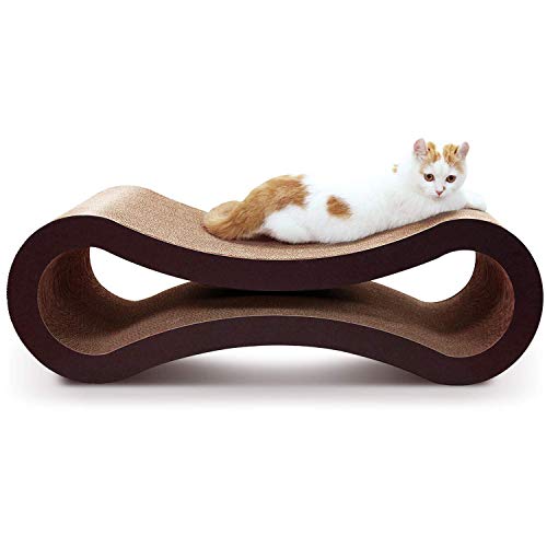 FluffyDream Cat Scratcher Cardboard, Scratching Pad House Bed Furniture Protector, Infinity Shape, Curved