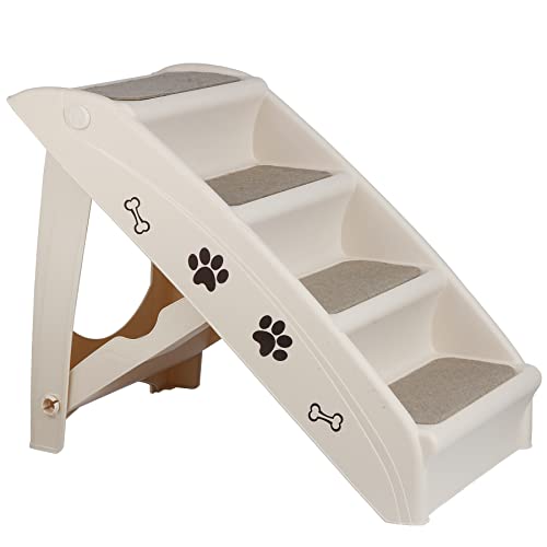 LEMY Foldable Pet Ladder,Pet Stairs with 4 Steps,Plastic Anti-Slip Pet Furniture Pet Dog Steps for Small/Old Dog