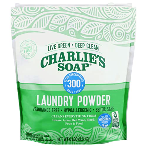 Charlies Soap Laundry Powder (300 Loads, 1 Pack) Fragrance Free Hypoallergenic Plant Based Deep Cleaning Laundry Powder  Biodegradable Eco Friendly Sustainable Laundry Detergent