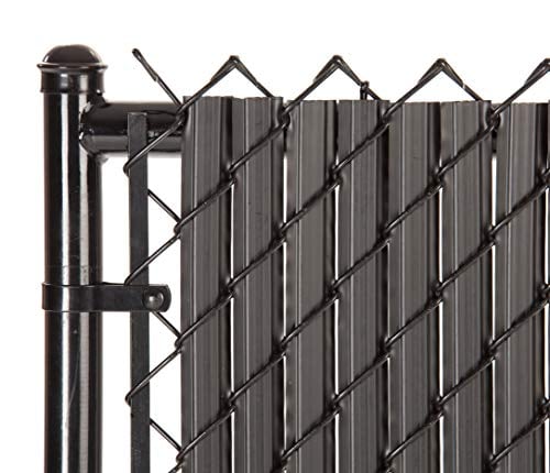 Made in America - SoliTube Slat Privacy Inserts for Chain-Link Fence, Double-Wall Vertical Bottom-Locking Slats with Wings for 4', 6', and 8' Fence Height (5-ft, Black)