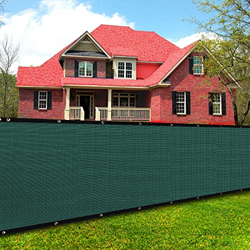 6' x 50' Heavy Duty Privacy Screen Fence, 90% Blockage Green Mesh Shade Net Cover with Brass Grommets for Garden, Yard, Wall, Backyard, Chain Link Fence - Includes 75 Zip Ties (6' x 50', Green)