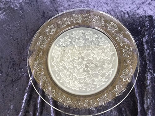 Princess House Fantasia Poinsettia 10" Clear Glass with Frosted Center Dinner Plate Rare