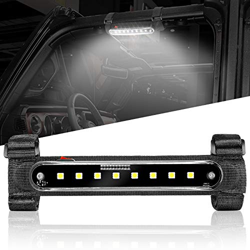 SUNPIE UTV Dome Light, Roll Bar Mount LED Lights Compatible with Jeep Model UTV ATV Truck Off Road Vehicle w/Eight LED Chips, Upgrade Battery Cover, 1PC