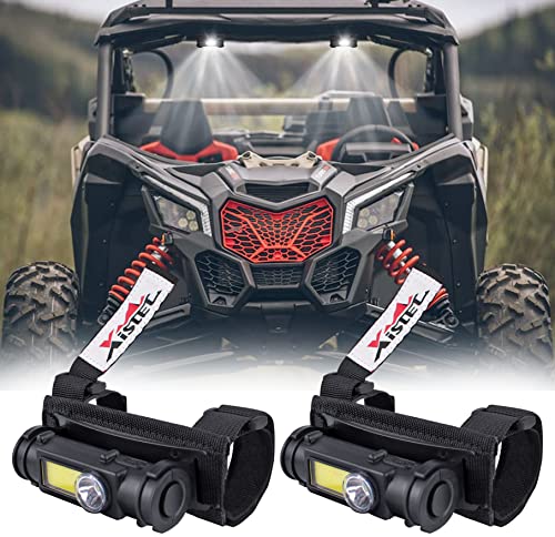 Set of 2 Rechargeable UTV Dome Lights, Xislet UTV LED Interior Light Compatible with SXS Polaris RZR Ranger General Can-Am Defender 1.25"-2.0" Roll Bar Cage Mount Lights