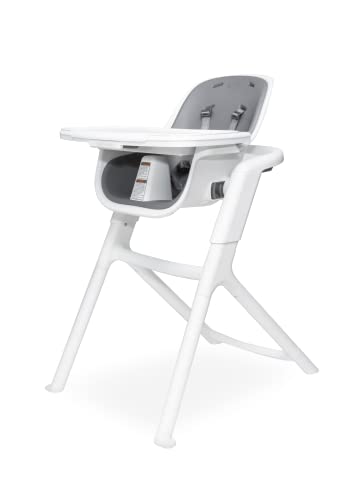 4moms Connect high Chair | Baby High Chair with One-Handed, Magnetic Tray Attachment | Grow-with-Me | from The Makers of The mamaRoo | White/Grey