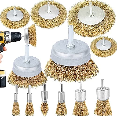 Wire Brush Wheel Cup Brush Set,12 Pack Coarse Crimped 1/4 Inch Shank Wire Wheel for Drill Attachment