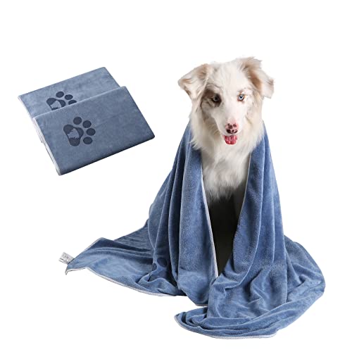 2 Pack Dog Bath Towel for Drying Dogs, Extra Large 5527" Super Absorbent Pet Towel, Microfiber Dog Grooming Towel for Small, Medium, Large Dogs and Cats, Dog Towel Set, 14070cm