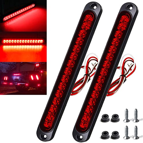 2 Pack 10" 15 LED Trailer Identification Light 9 to 30-volt, LED Stop Turn Tail Light Assembly Third Brake Bar Strip Truck Rear Marker Light IP67 Waterproof for Heavy Duty Marine Boats Trucks Pickups